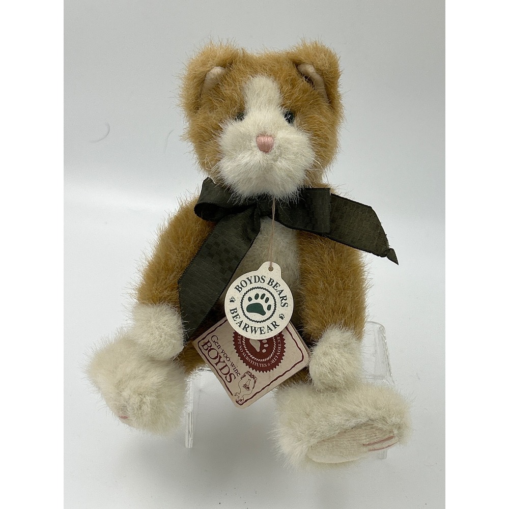Boyds Bears Golda Meow Ginger White Cat Plush Bearwear Collection 2000 Vintage
